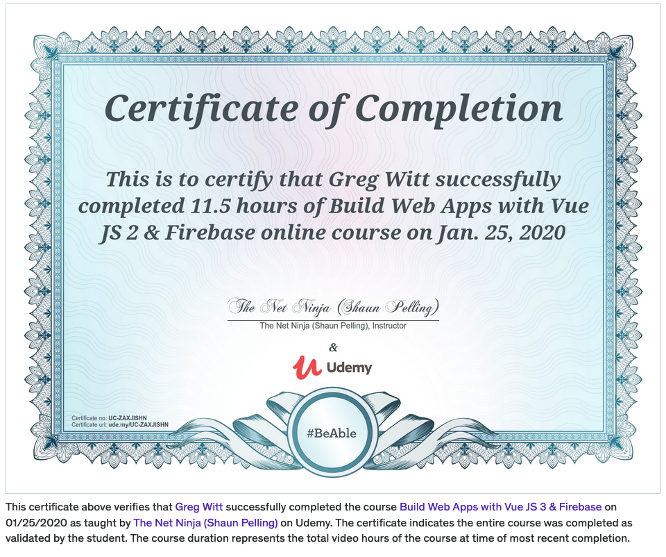 Vue JS Certification